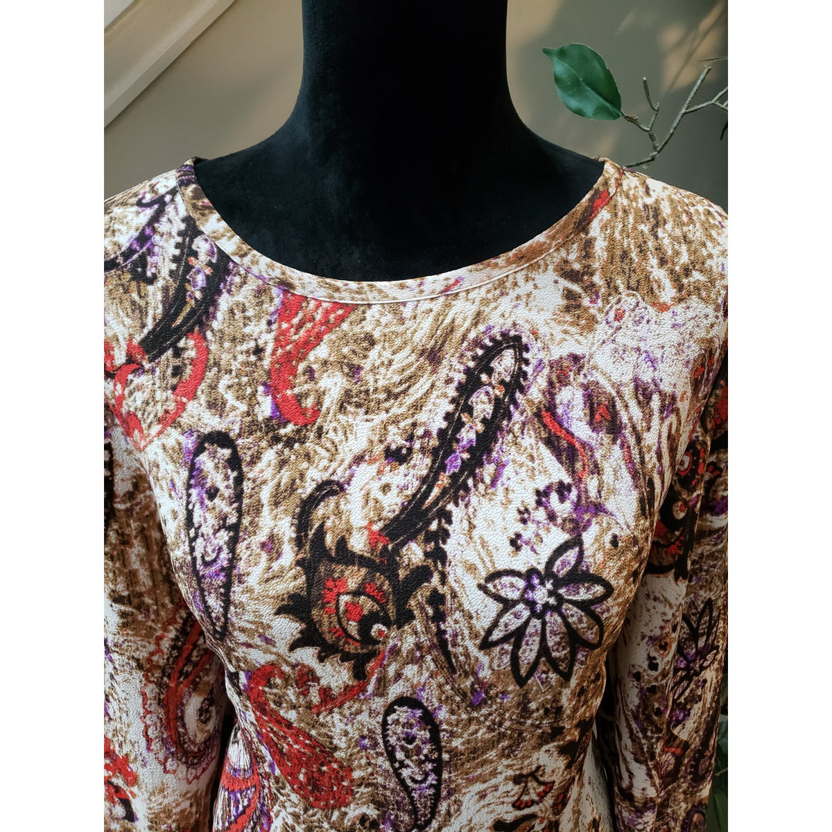 KUT from the Kloth Dress Women 12 Multicolor Paisley 3/4 Sleeve Lined Stretch