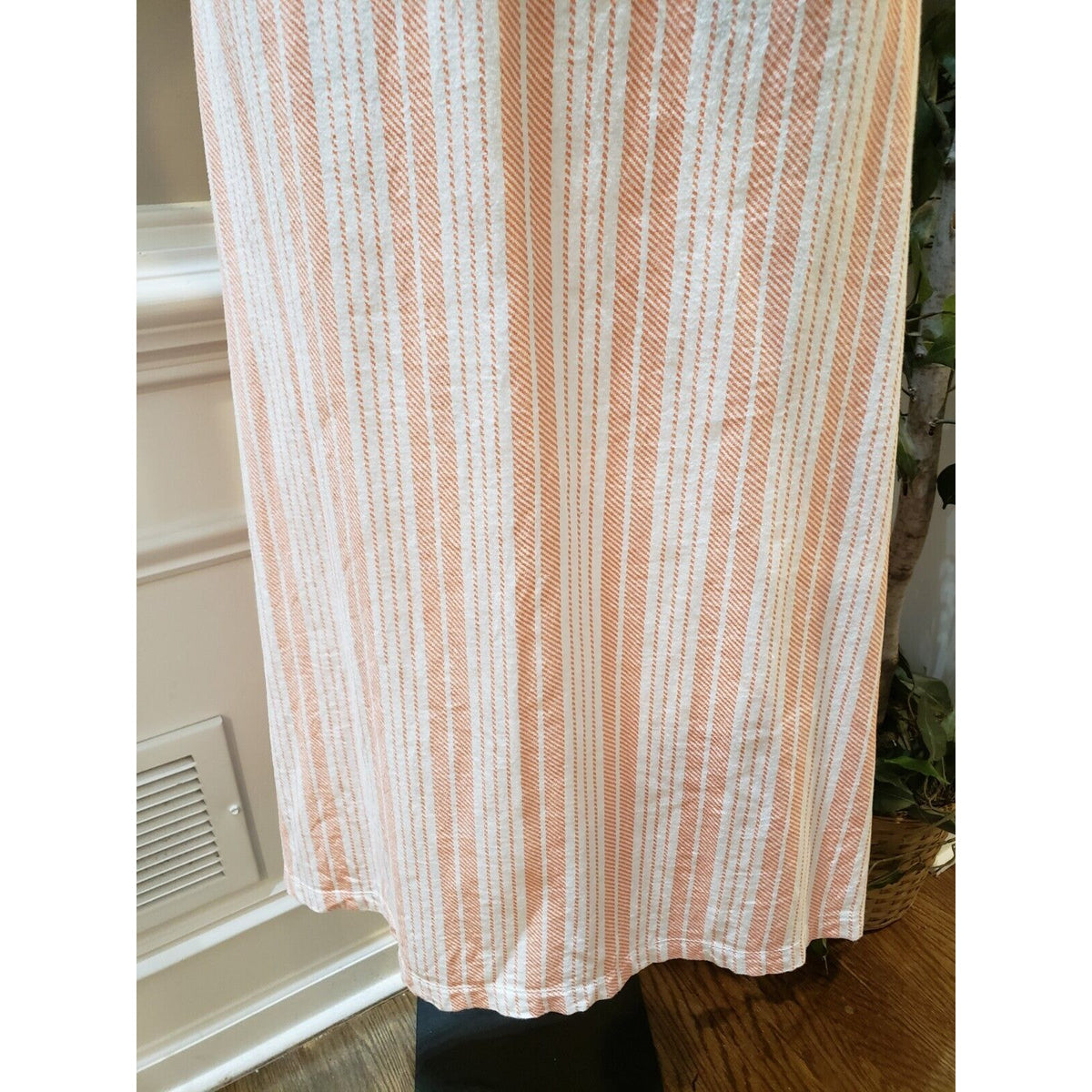 Stan Herman Women White Orange Striped Split Neck Long Sleeve Long Maxi Dress 3X