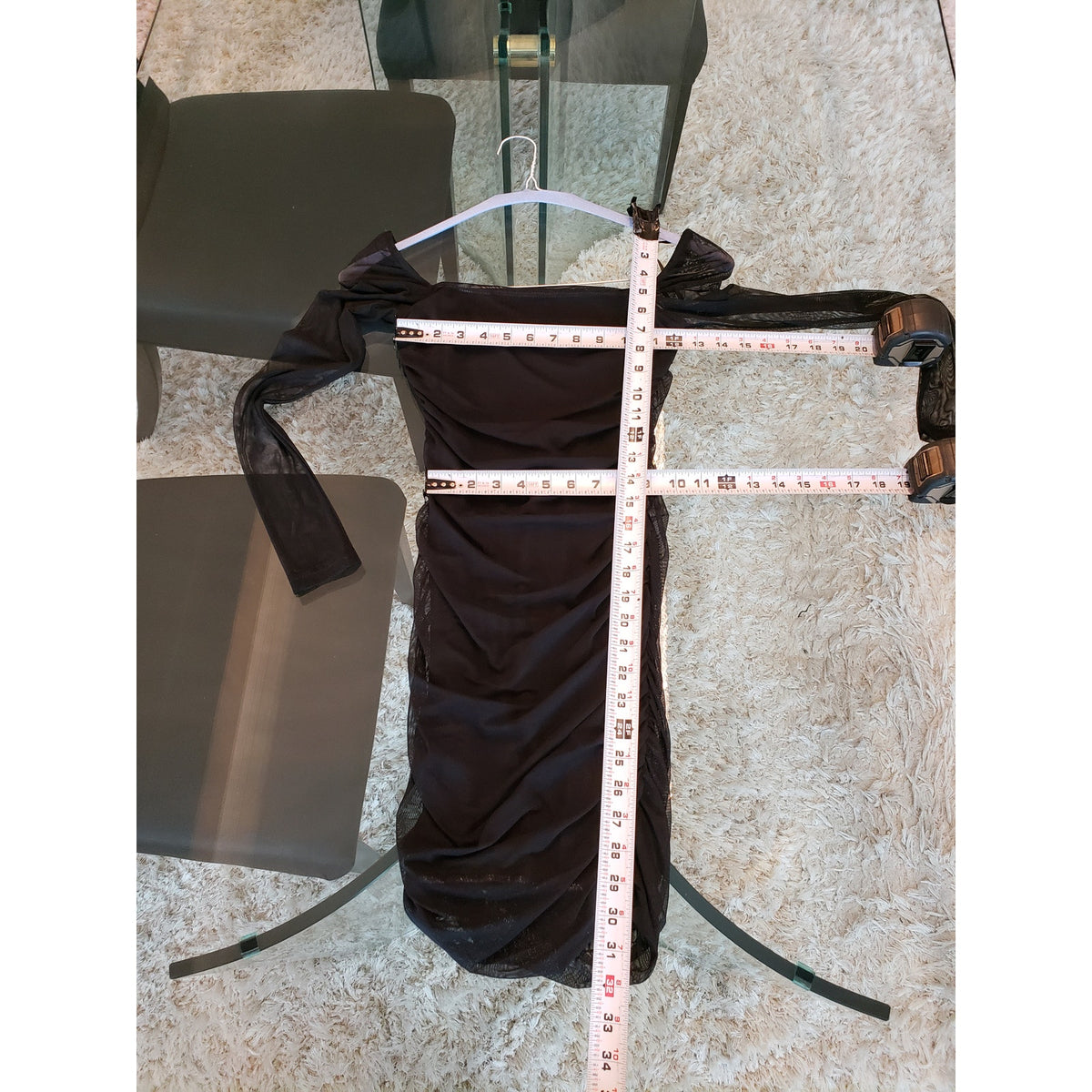Princess Polly Dress Women 0 Black Mesh Long Sleeve Ruched Bodycon Mini Sexy