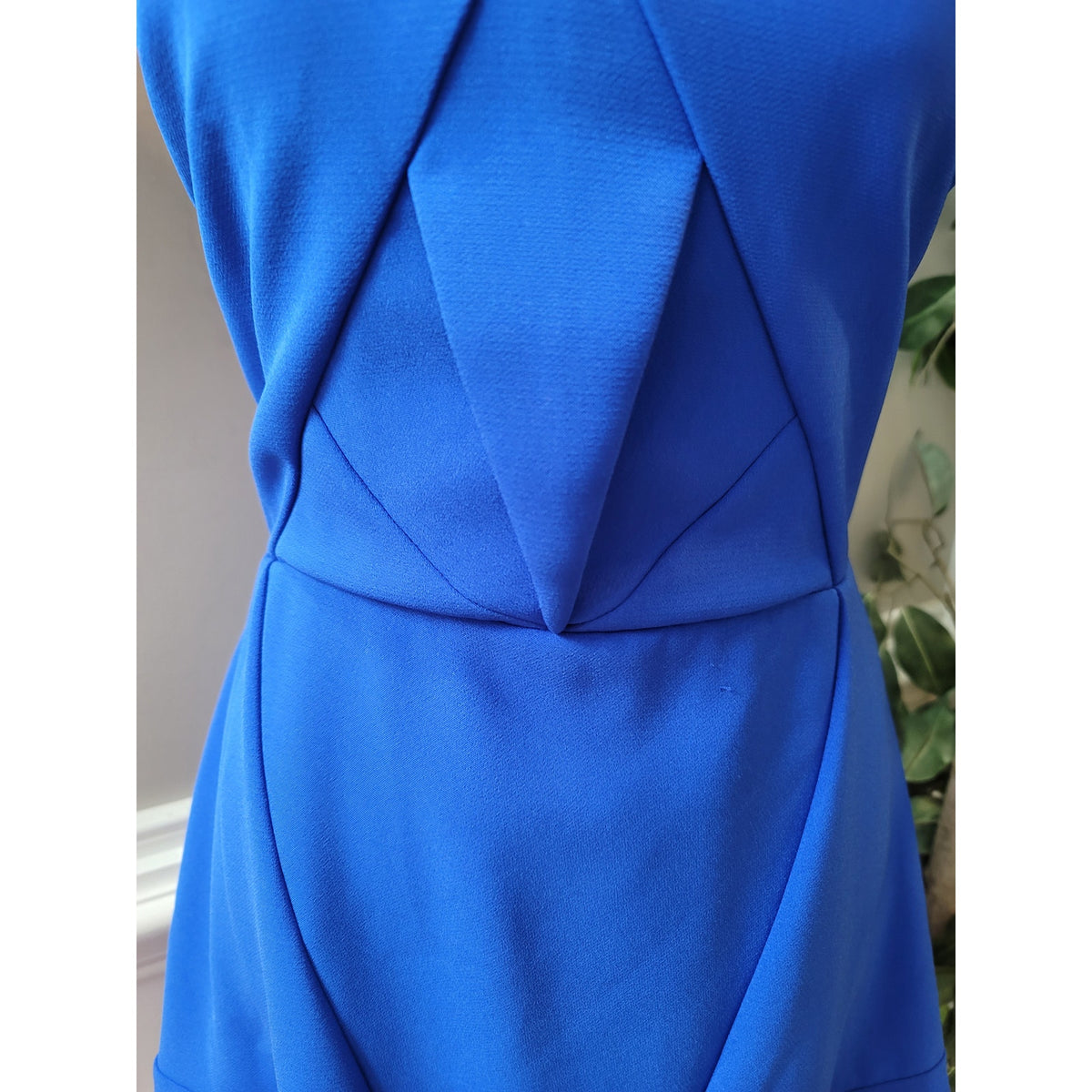 Aryn K Sleeveless Dress Women Medium Blue Fit Flare Ruffle Hem Cocktail Party