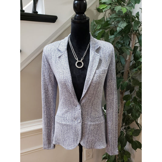 Tart Women's Blue & White Modal Long Sleeve Casual Button Front Blazer Size XS