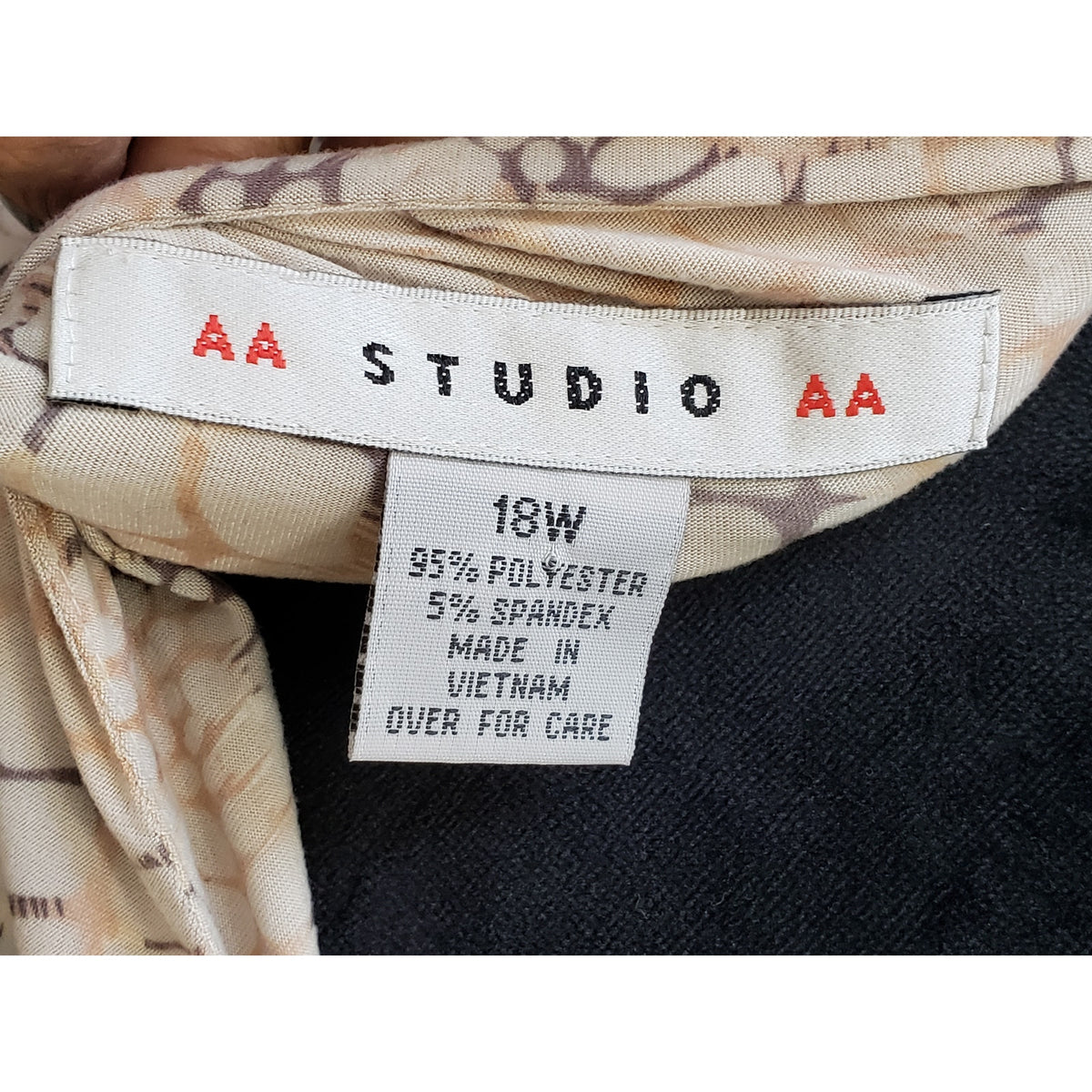 AA Studio AA Shift Dress Women 18W Beige Wrap V Neck Empire Waist Tie Shoulder