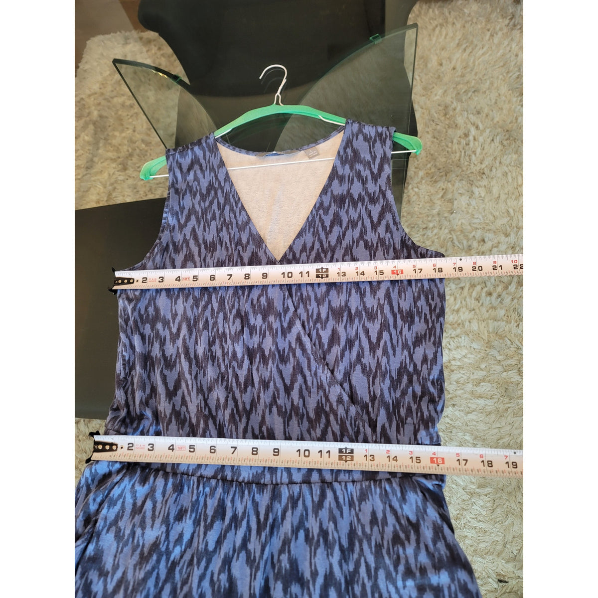 Loungy by Giuliana Jogger Jumpsuit Women's Size Large Blue V Neck Sleeveless