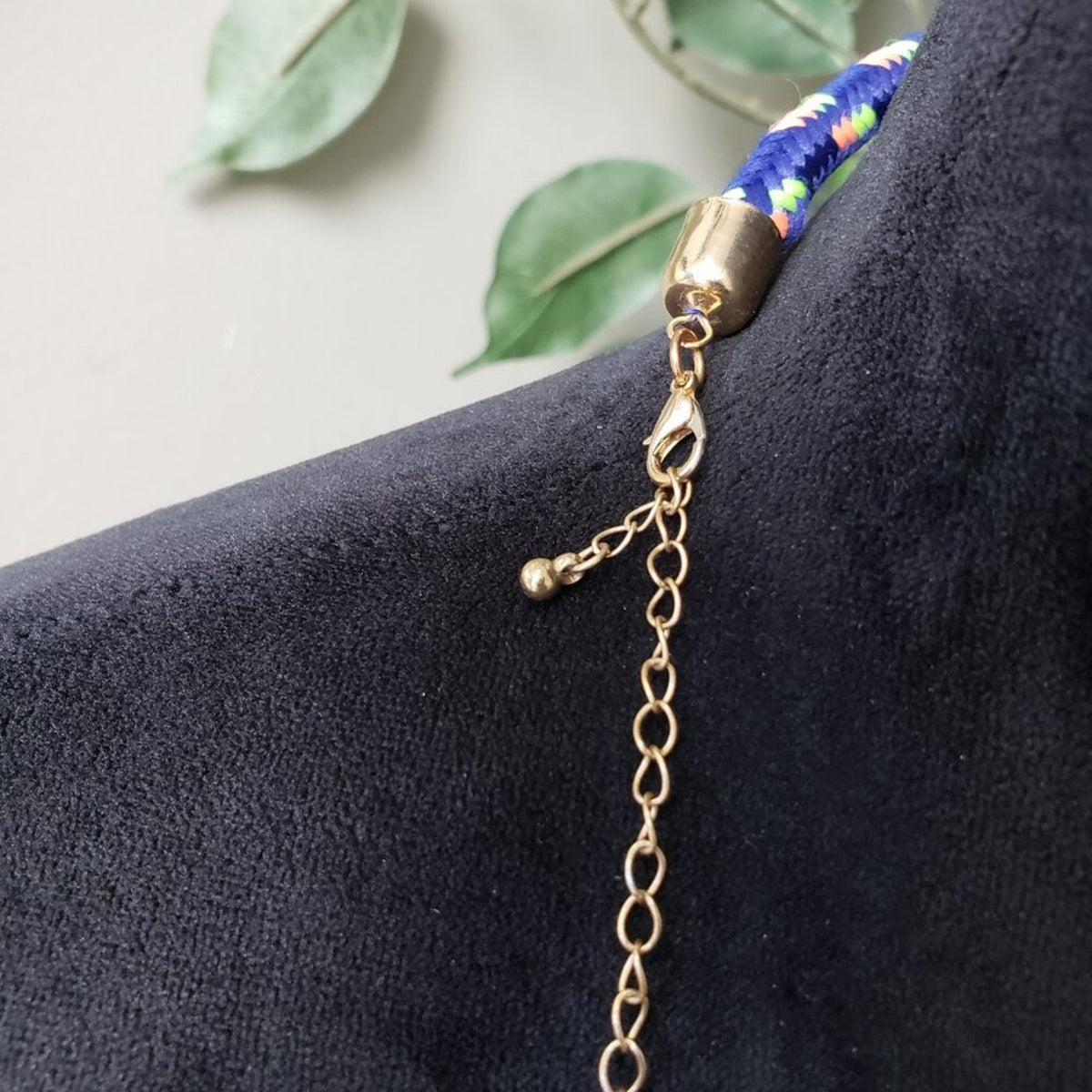 Womens Blue White Rope Boho Style Chain Tassel Collar Necklace w/ Lobster Clasp