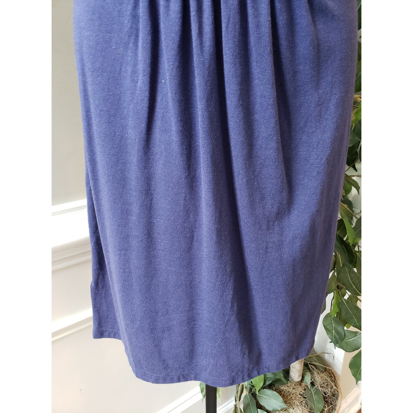 LOFT Sheath Dress Womens Small Blue Pleated Cotton Blend Sleeveless Round Neck