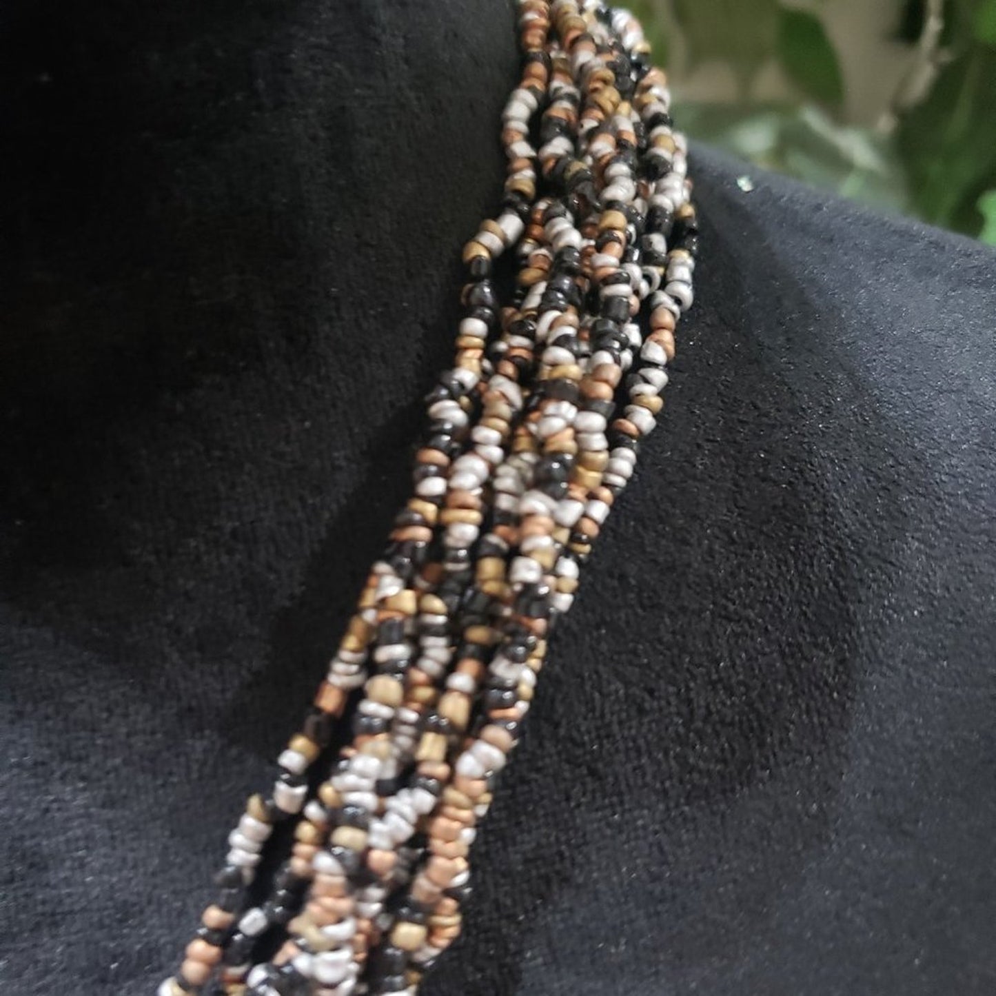 Womens Fashion Multi Strand Multicolor Glass Seed Beaded Choker Necklace