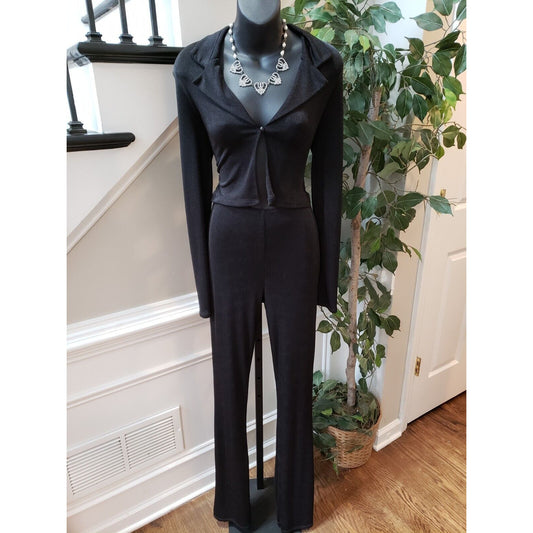 PrettyLittleThing Women's Black Polyester Casual Long Sleeve Jumpsuit Size 2