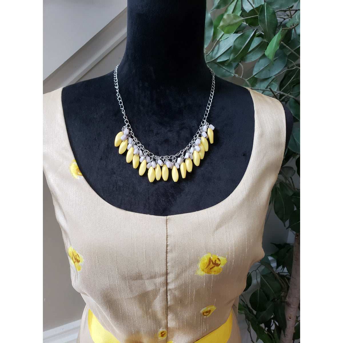 Annalee + Hope Shift Dress Womens 10 Yellow Floral Bow Waist Scoop Neck Back Zip