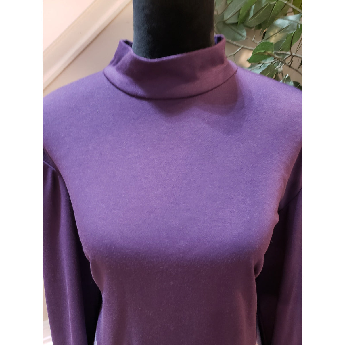 Coldwater Creek Sweater Dress Womens W20 Purple Mock Neck Knee Length Back Zip