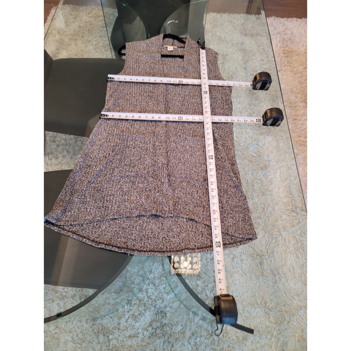 Belah & Codey Long Duster Vest Women's Size XL Gray Marled Ribbed Sleeveless