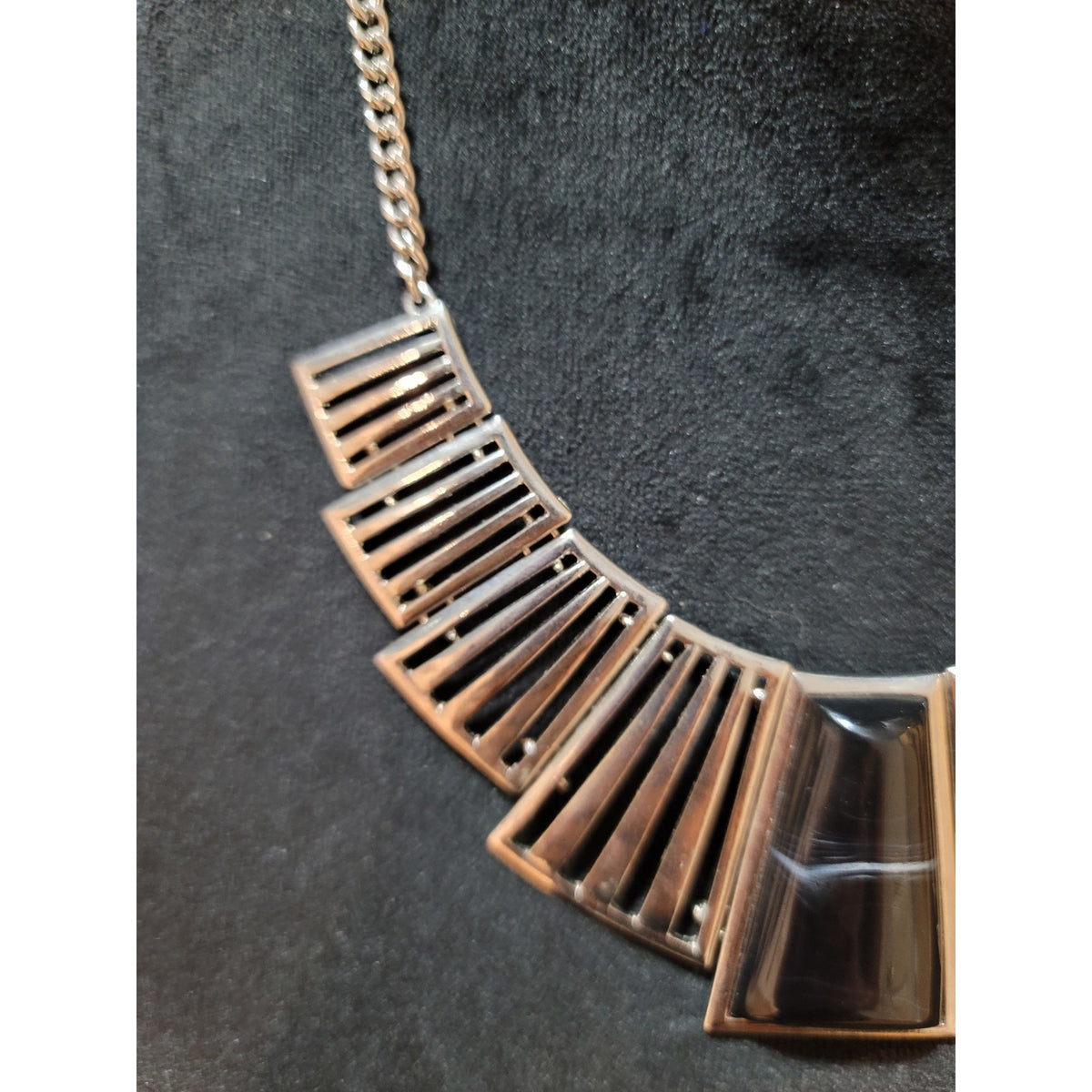 Women's Silver Statement Necklace Geometric Pendant Chain Lobster Clasp Jewelry