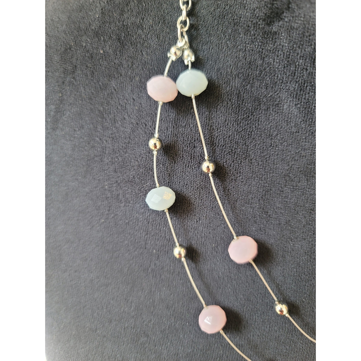 Women's Double Layer Beaded Necklace With Lobster Clasp And Pastel Gemstones