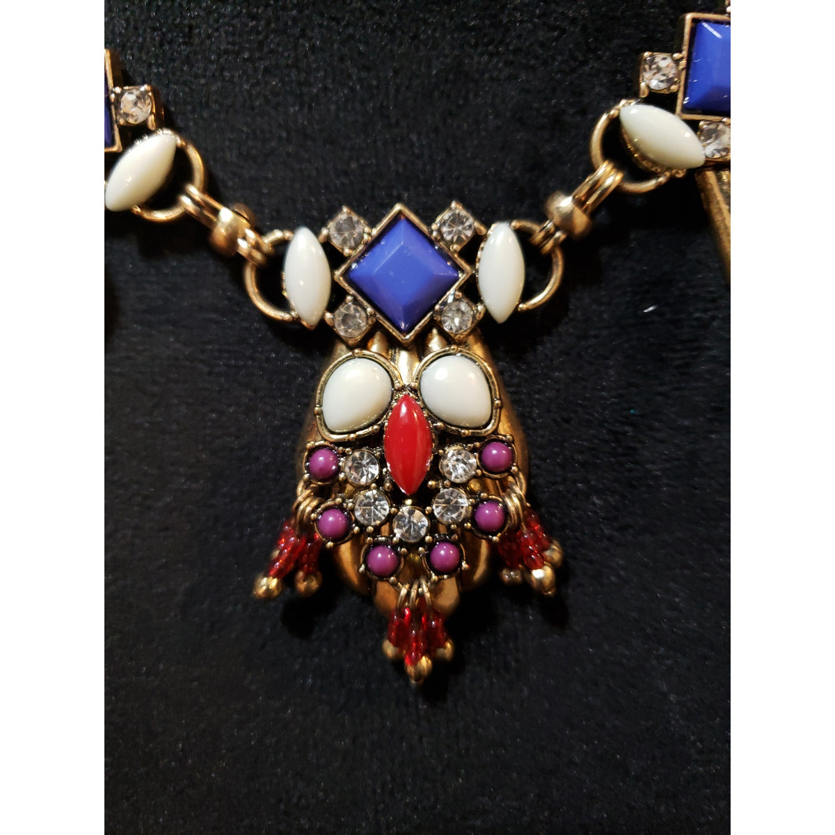 Vintage Tribal Chunky Beaded Movable Tassel Egyptian Style Necklace