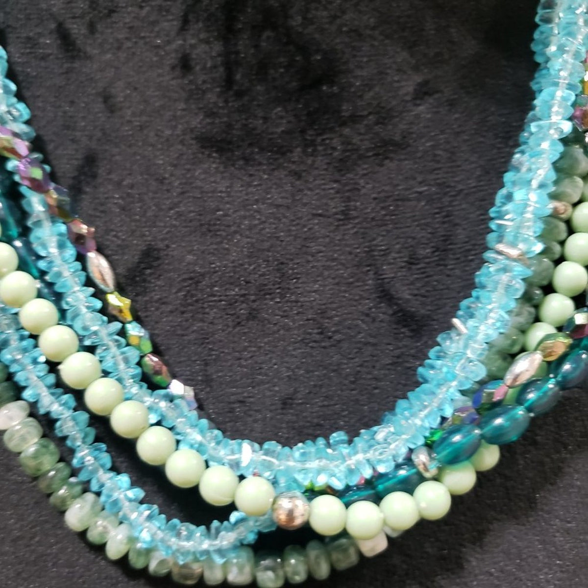 Womens Fashion Multi Strand Multicolor Beaded Collar Necklace with Lobster Clasp