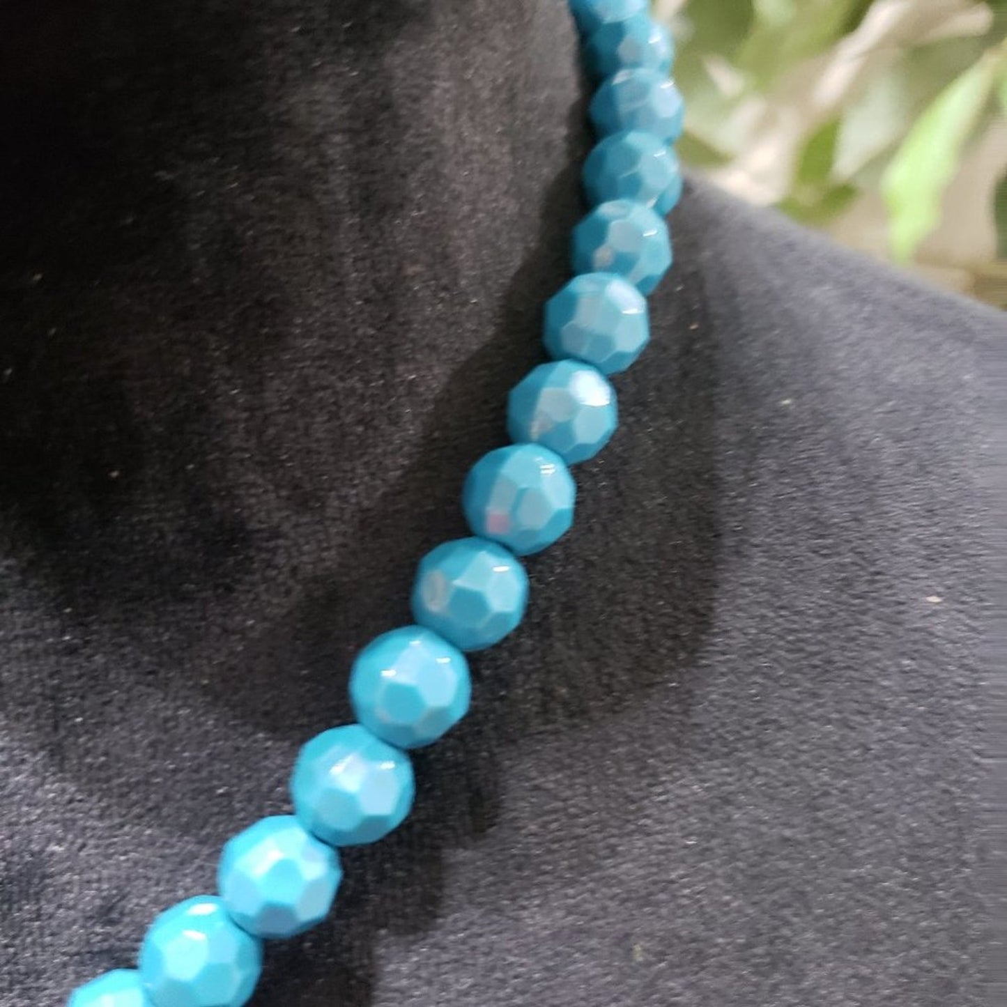 Women's Fashion Blue Turquoise Stone Beaded Big Heart Pendant Necklace