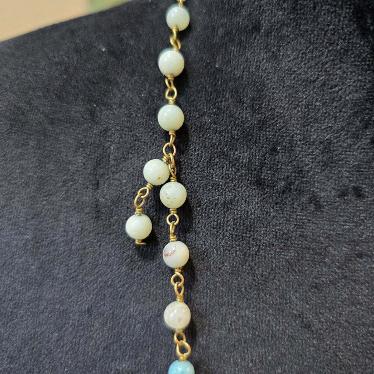 Womens Gold Tone Beaded Linked Chain White Knife Pendant Necklace Jewelry