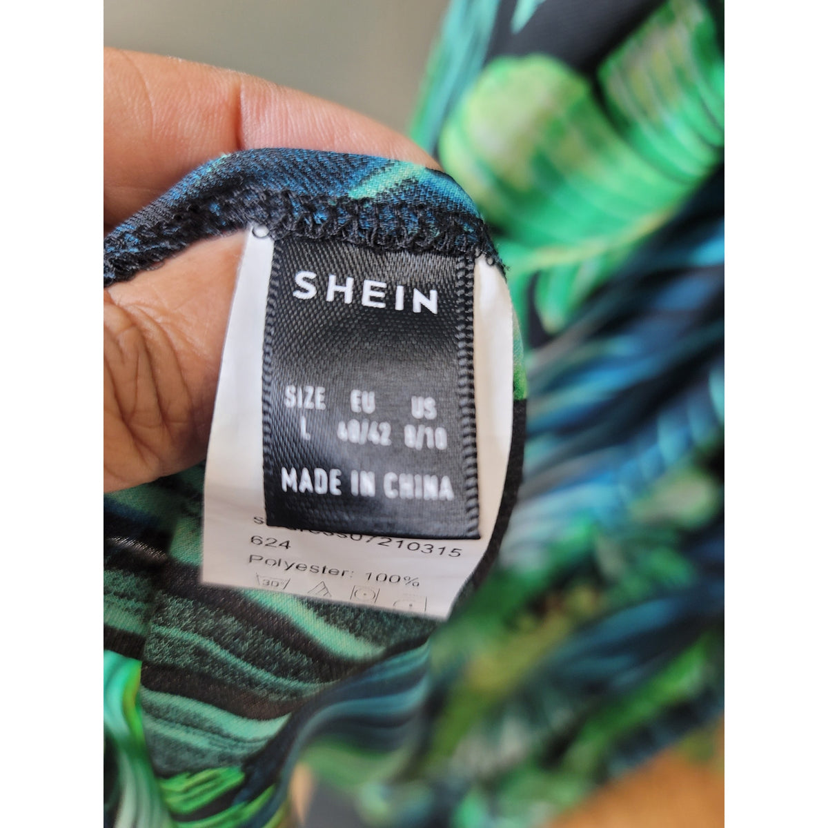 Shein Maxi Dress Women Small Green Black Tropical Halter Boho Summer Beachwear