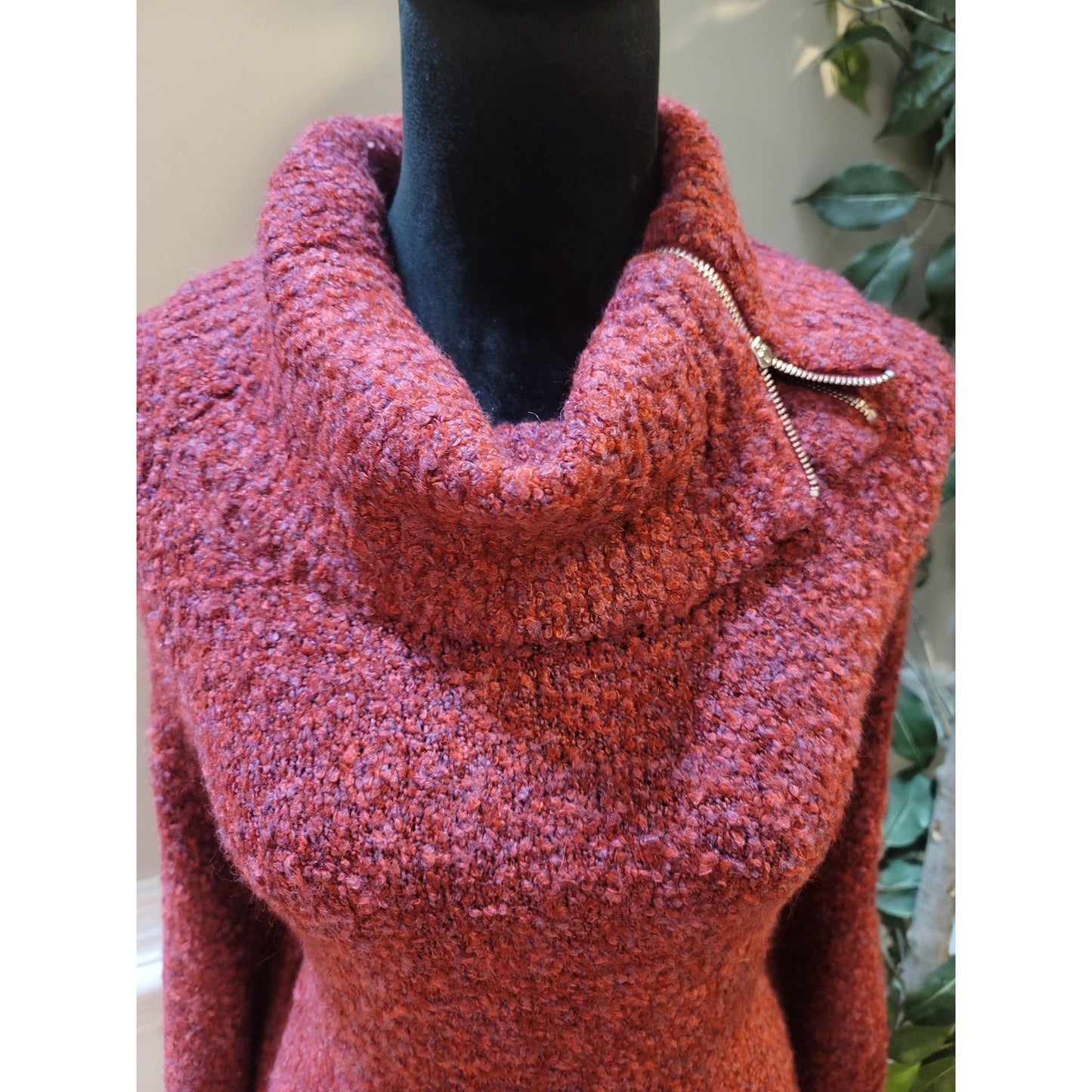 White House Black Market Cowl Neck Sweater Women's Medium Red Knit Pullover Warm