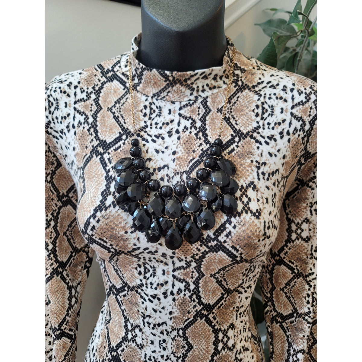 Popular 21 Bodycon Dress Women's Size 1X Multicolor Snake Print Mock Neck