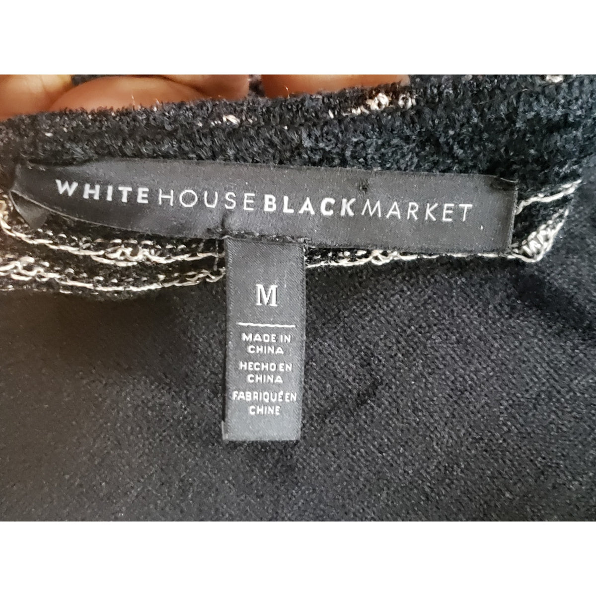 White House Black Market Shift Dress Women's Medium Black Round Neck Long Sleeve
