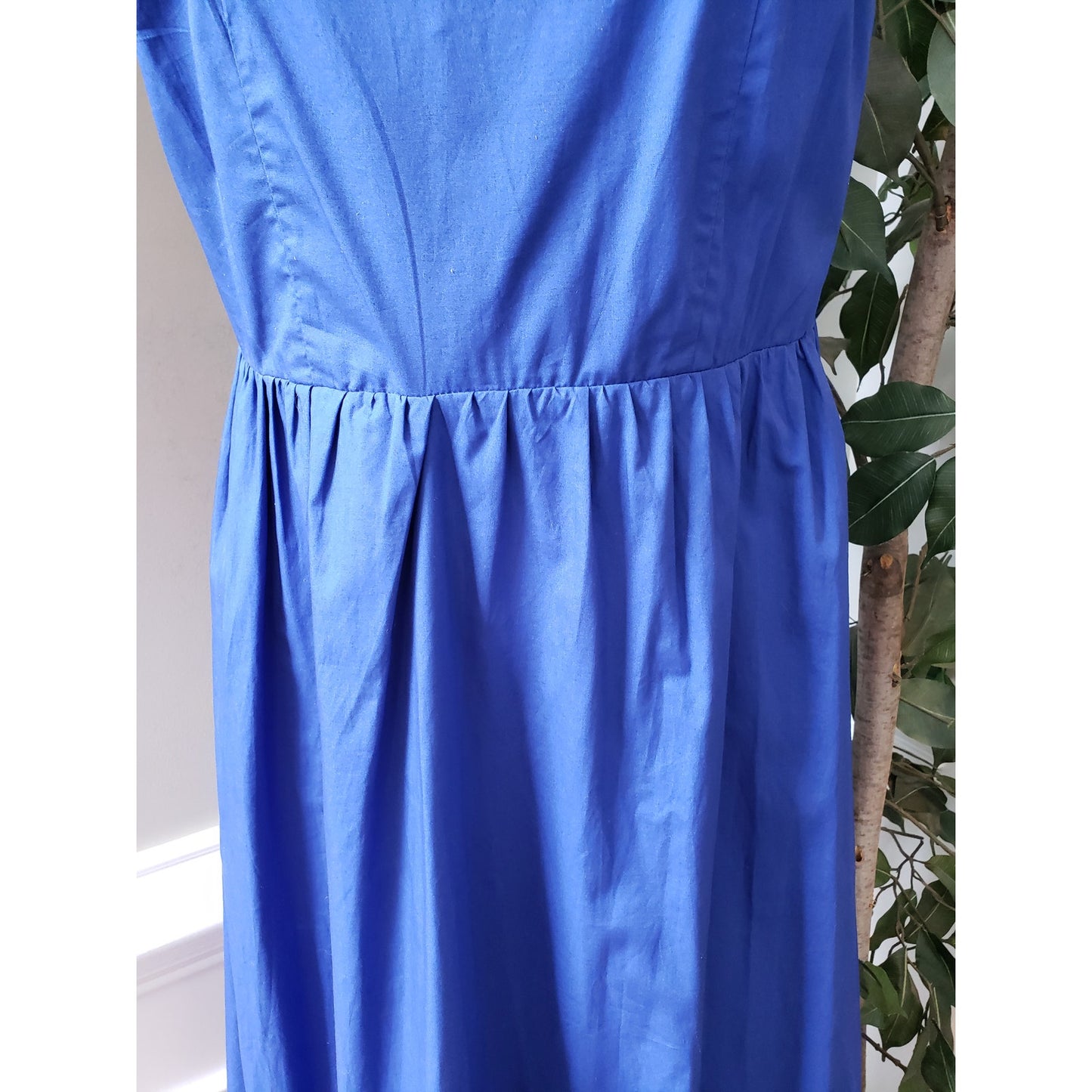 Who What Wear Long Maxi Dress Women Size XS Blue Pleated Square Neck Wide Strap