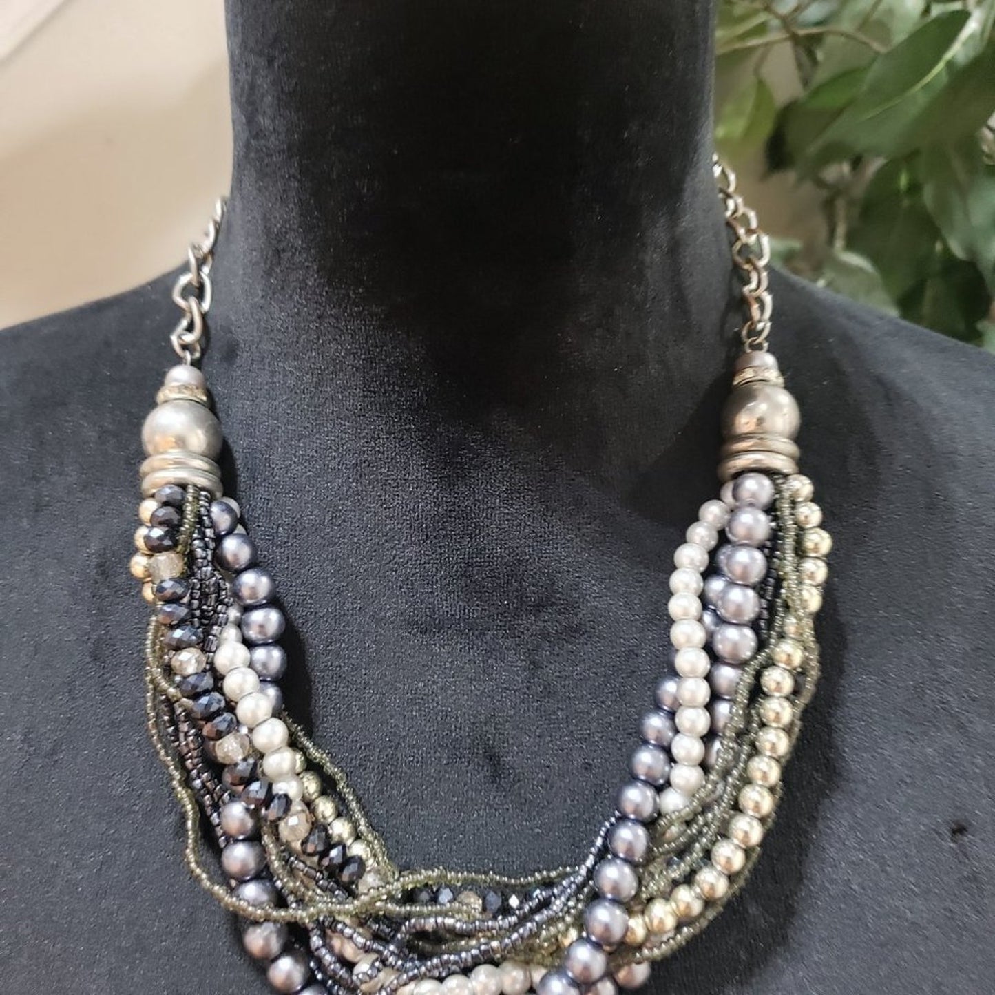 Women Fashion Bohemian Style Multi Strand Beaded Faux Pearl Necklace w/ Lobster