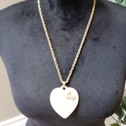 Women White Marble Stone Heart Pendant Necklace Jewelry with Spring Ring Clasp