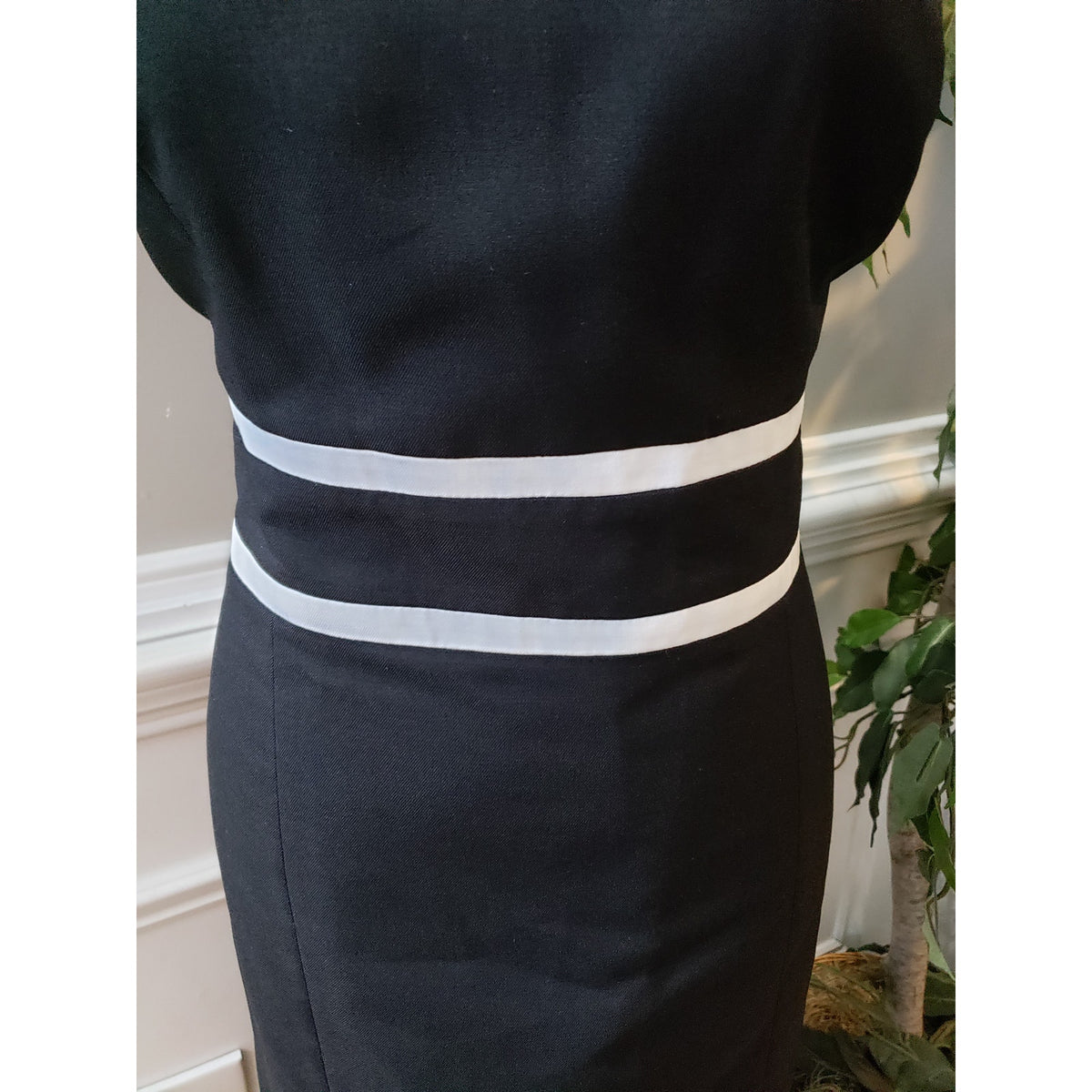 Black Label by Evan-Picone Dress Womens 12 Black White Sheath Career Office Lined