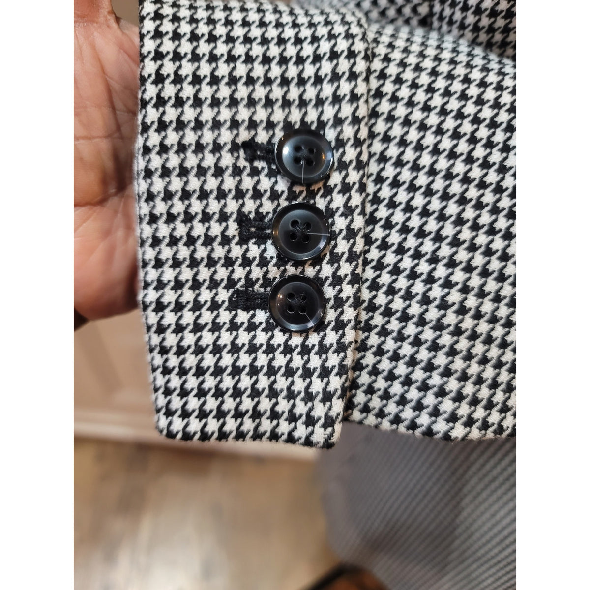 Banana Republic Blazer Jacket Women's Size 8 White/Black Houndstooth One Button
