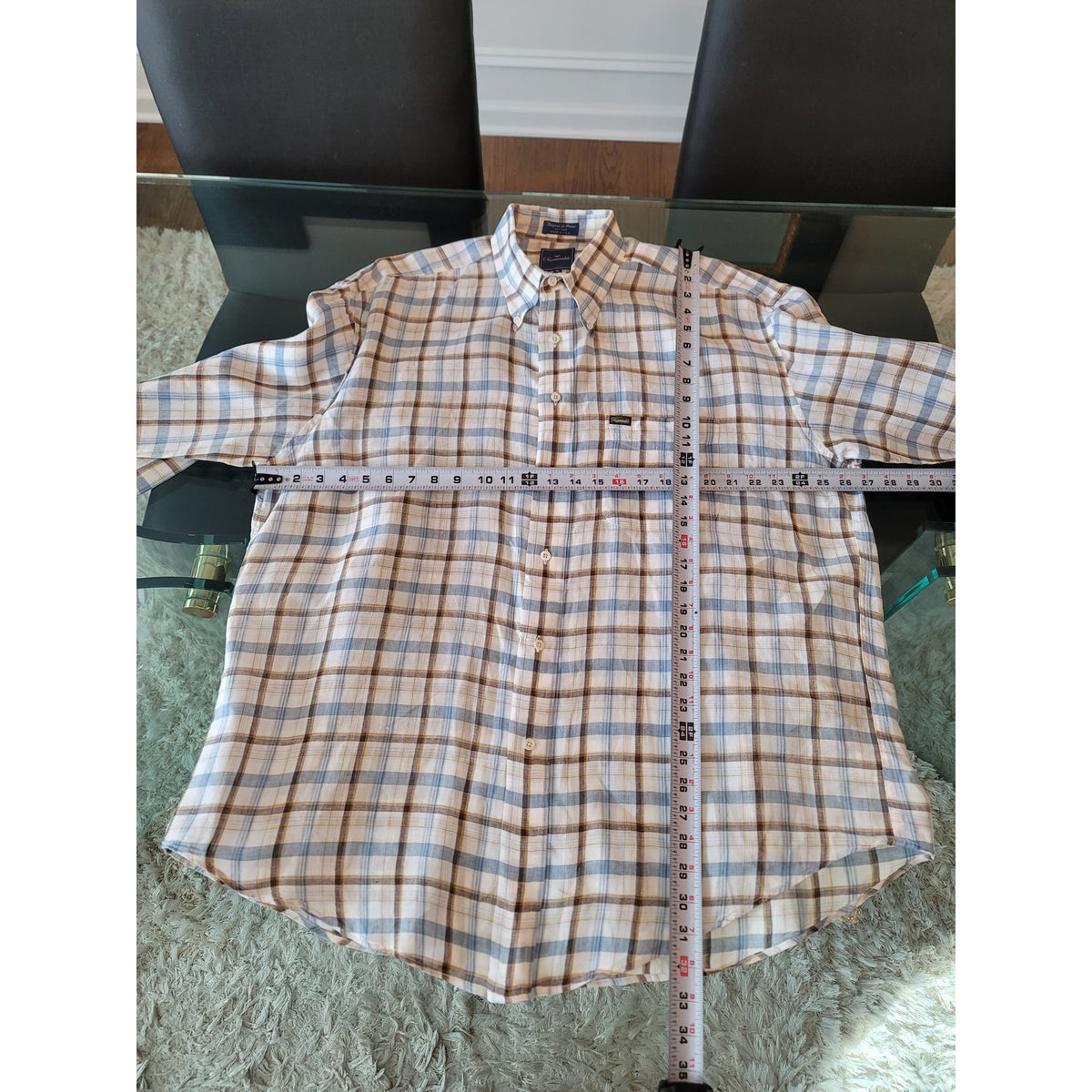 Façonnable Button-Down Shirt Men's X-Large Multicolor 100% Linen Long Sleeves