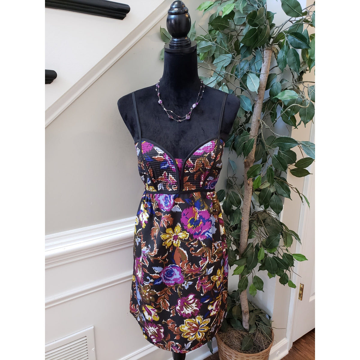 Xhilaration Fit & Flare Dress Women's Size XL Multi Floral Stretch Smocked