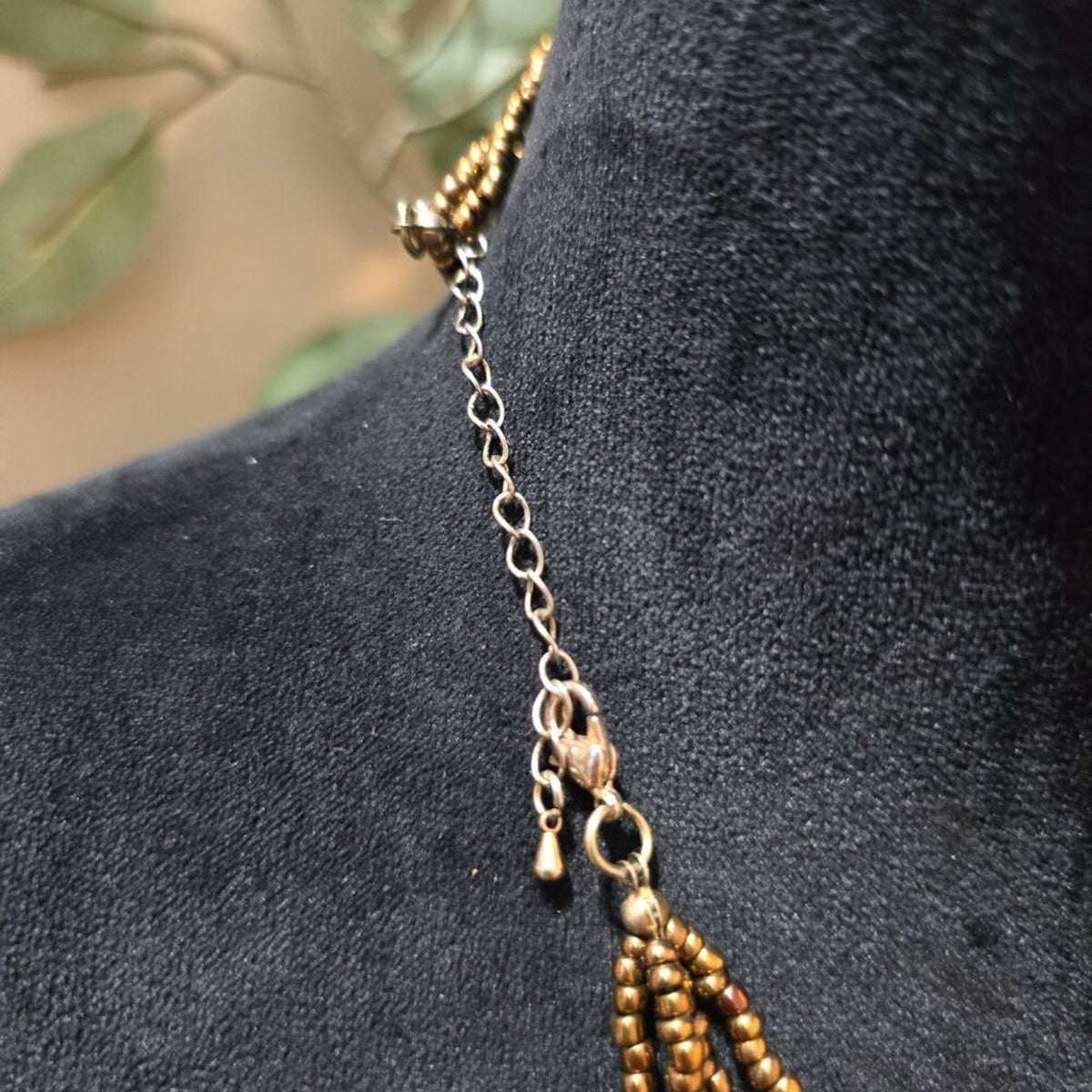 Womens Fashion Brown Seed Beads Dem Bones Pendant Necklace with Earrings
