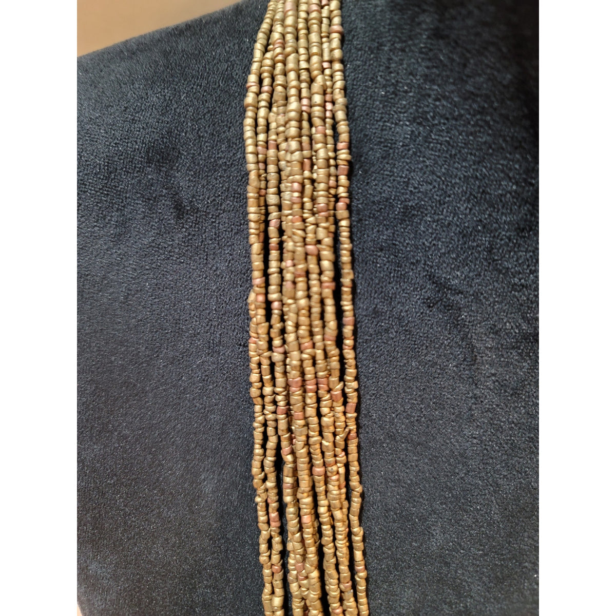 Women's Multi Strand Brass Beaded Fashion Necklace With Hook Clasp Lock