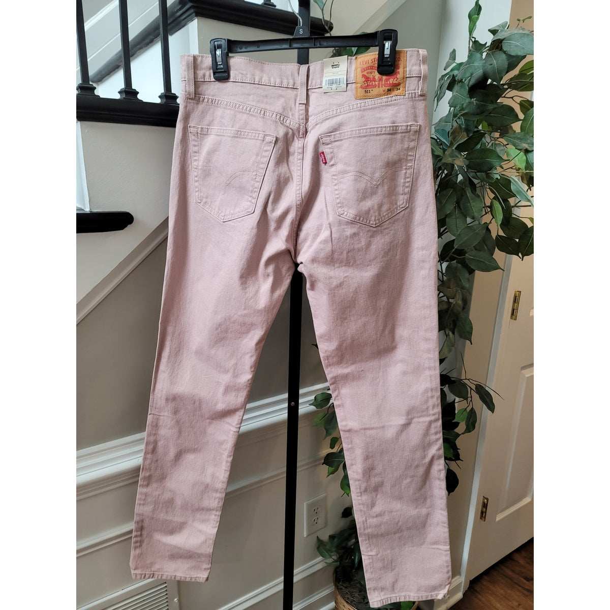 Levi's Slim Fit Jeans Men's Size 34/34 Pink Cotton Blend Five Pockets Slim Fit