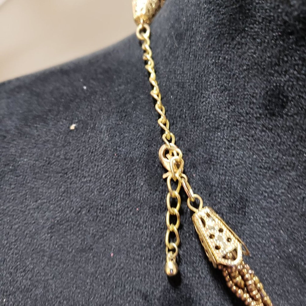 Womens Fashion Brown Amber Swirl Long Seed Bead 5 Strand Collar Necklace Jawelry