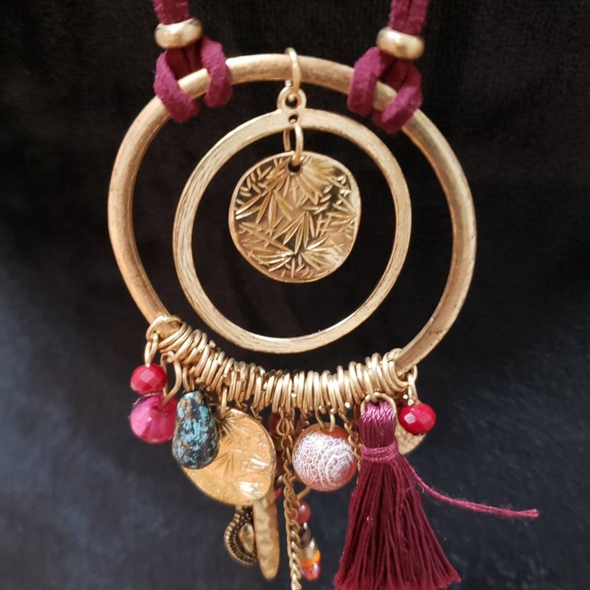 Womens Fashion Chunky Gold Tone Pendant Colorful Charm Long Necklace w/ Lobster
