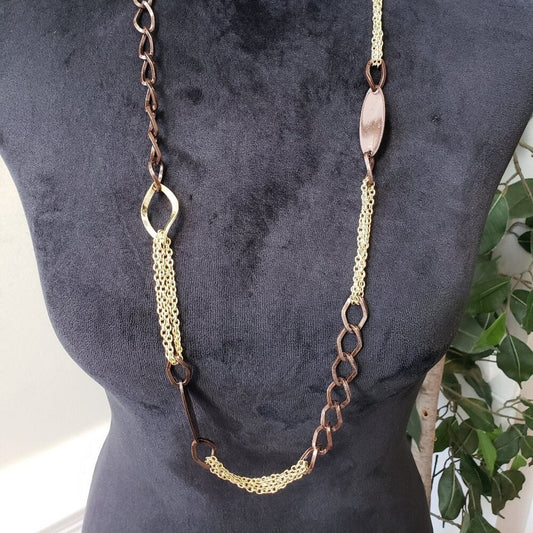 Women's Fashion Daisy Fuentes 2 Tone Chunky Chain Necklace with Toggle Clasp
