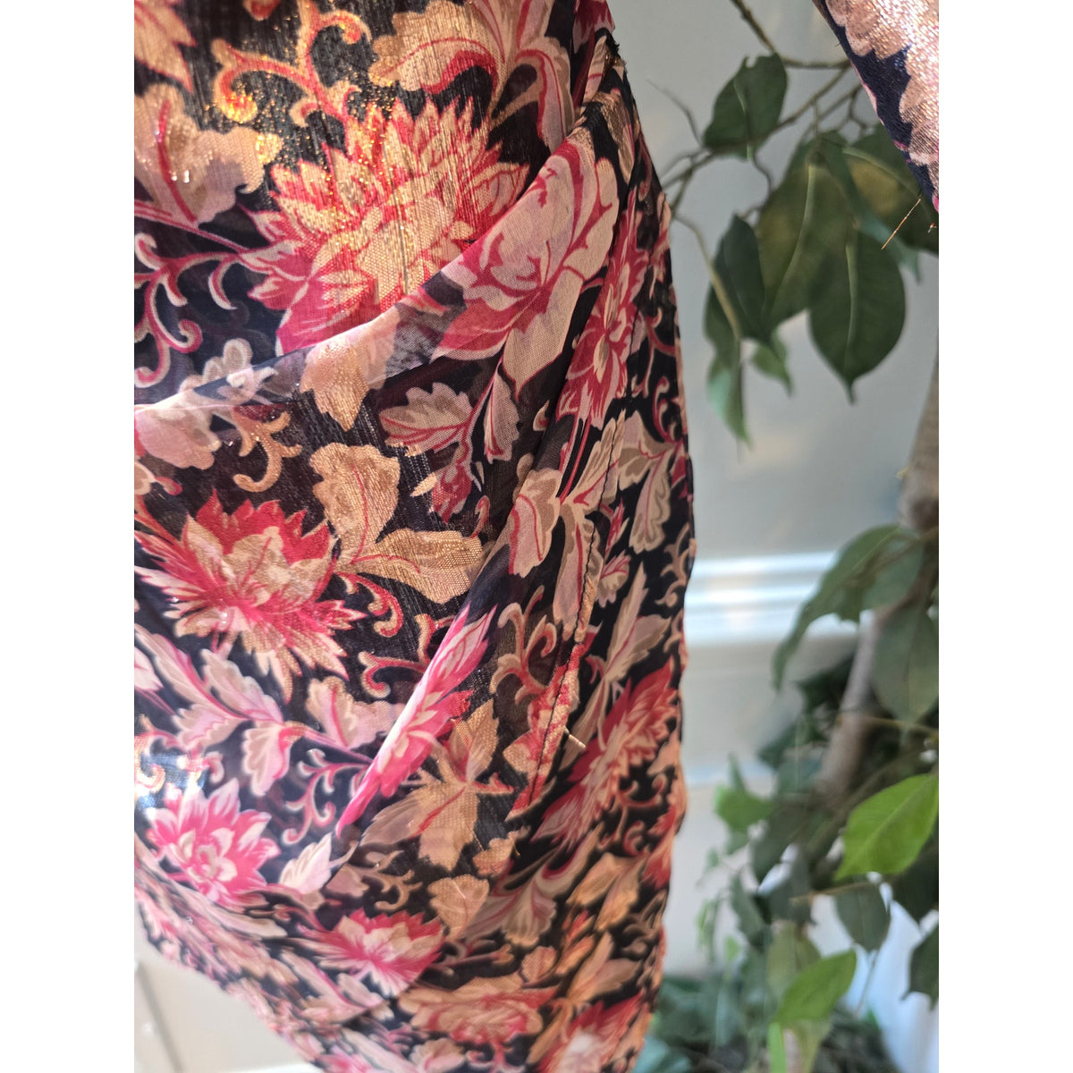 Express Sheath Mini Dress S Multi Floral Wrap V-Neck Puff Shoulder Causal Party