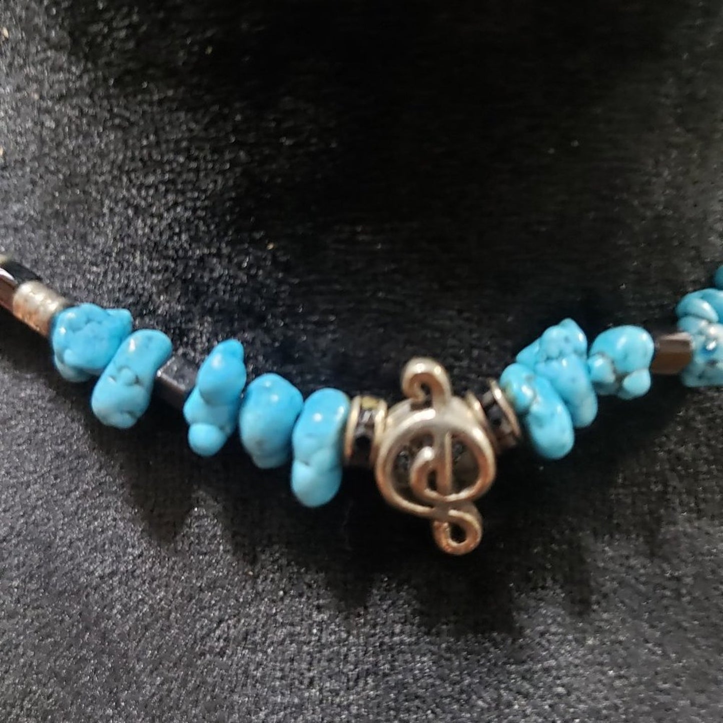Womens Fashion Elegant Blue Turquoise Stone Beaded Choker Necklace