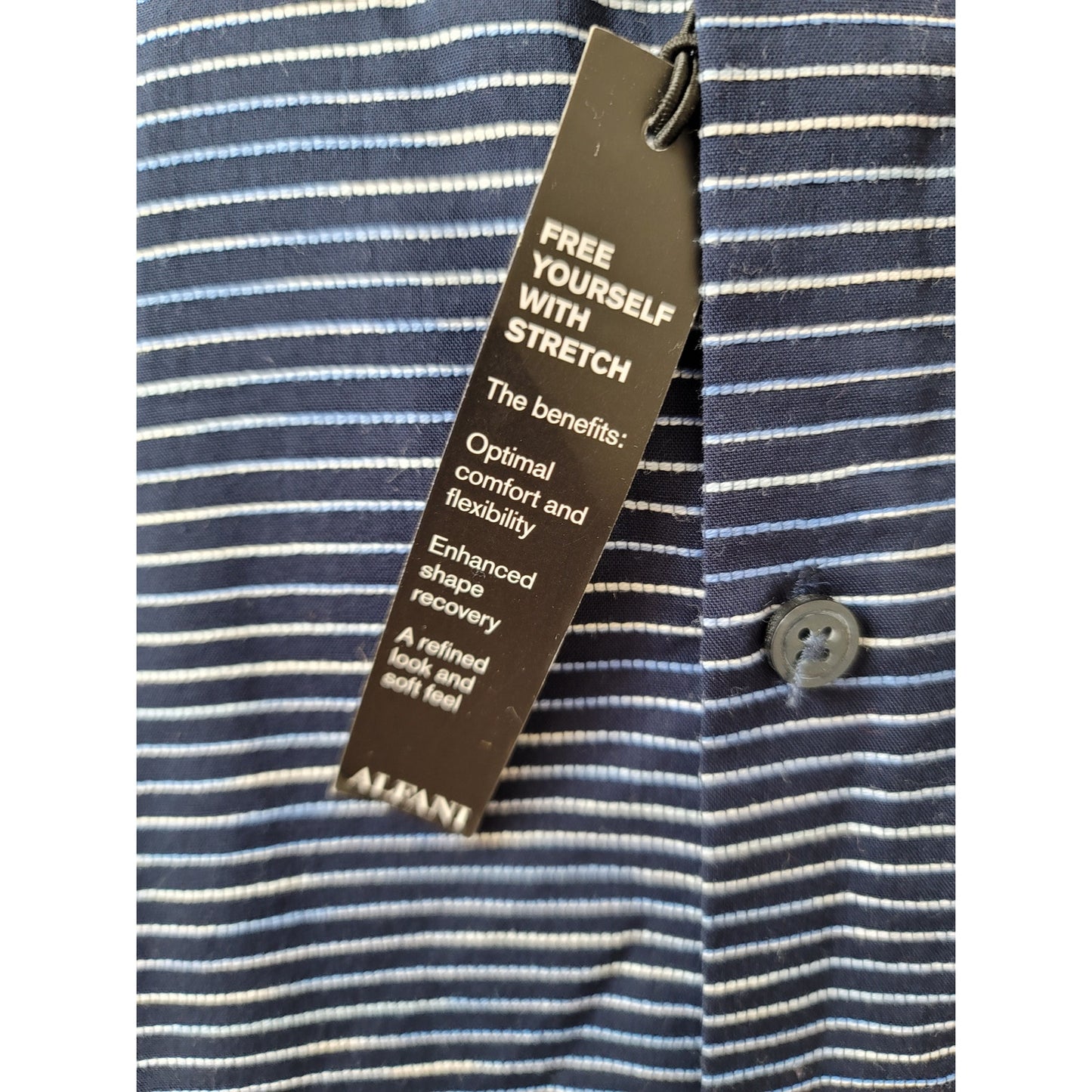 Alfani Button-Up Shirt Men's Size X-Large Blue Stripes 100% Cotton Long Sleeves