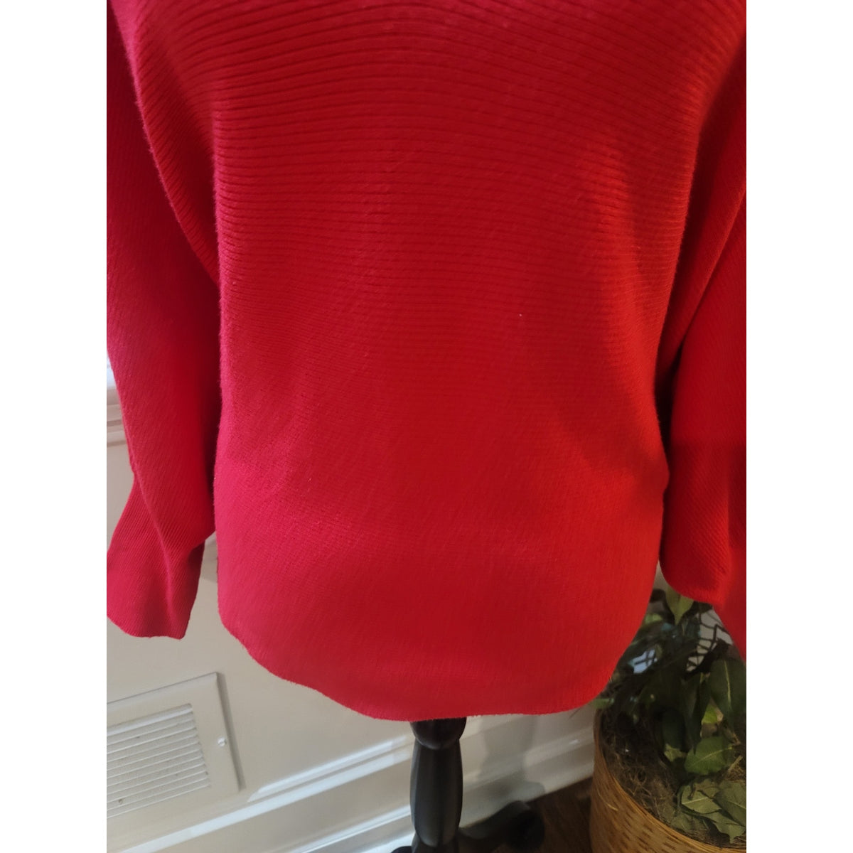 Kerisma Gwyneth Sweater Women SZ S/M Red Ribbed Deep V-Neck Batwing Sleeve