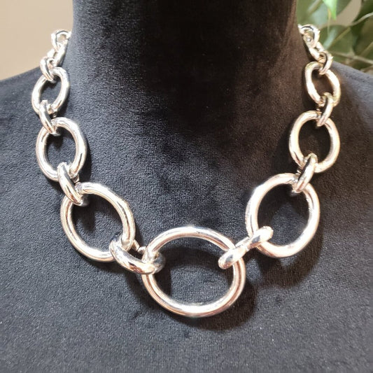 Womens Fashion Silver Twisted Link Chain Necklace Jewelry with Lobster Clasp