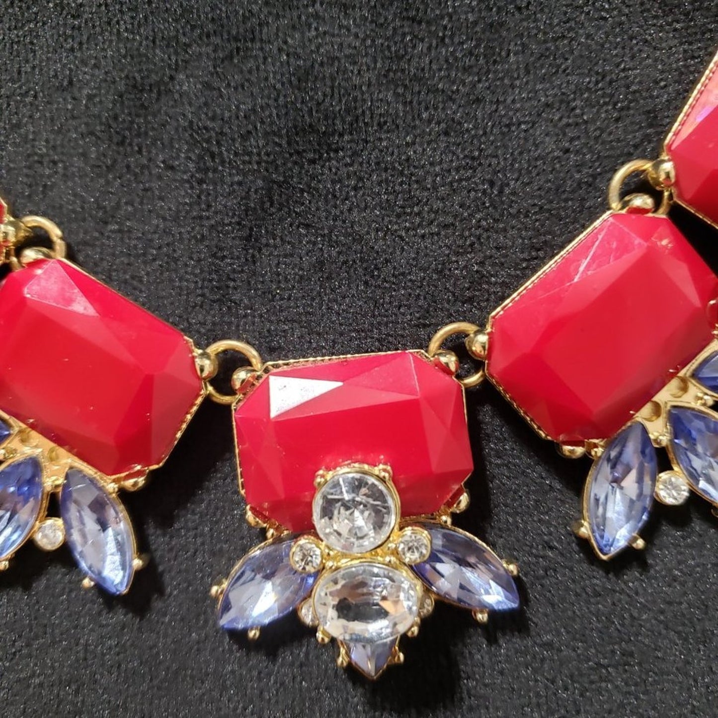 Chico's Womens Fashion Faceted Rhinestones Beaded Floral Statement Bib Necklace