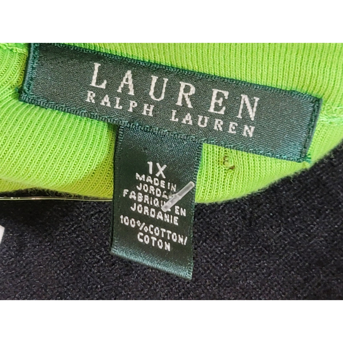 Lauren Ralph Lauren Blouse Top Womens SZ 1X Lime Green Shoulder Zipper Boat Neck