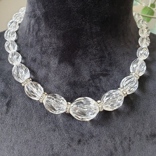 Womens Fashion Clear Avon Ice Facets Beaded Necklace Jewelry