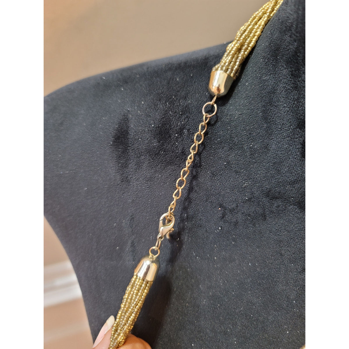 Vintage Gold Multi Strand Beaded Statement Necklace Boho Layered Retro Women's