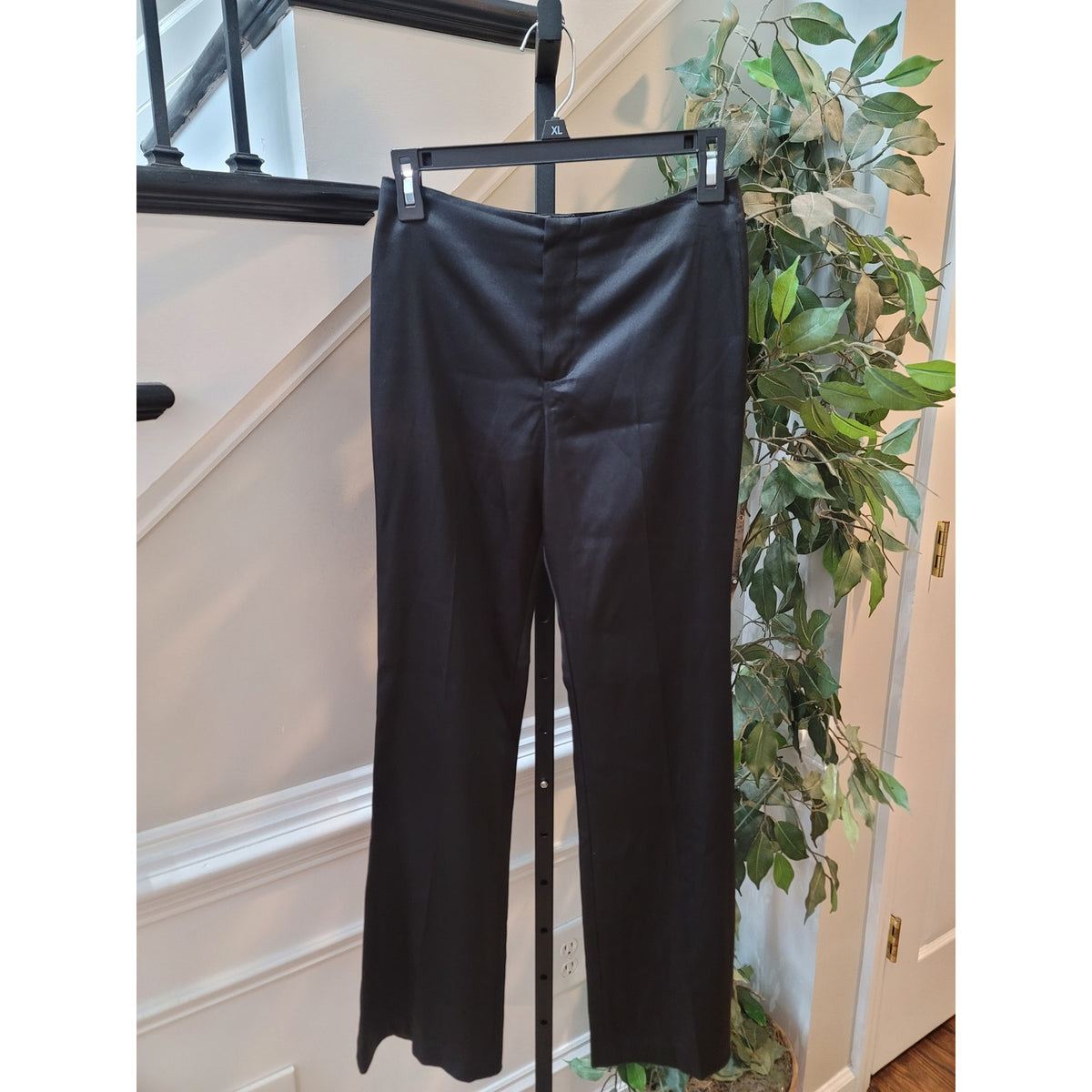 A. Byer Dress Pants Women's Size 5 Black Satin Flat Front Flare Leg Work Slacks