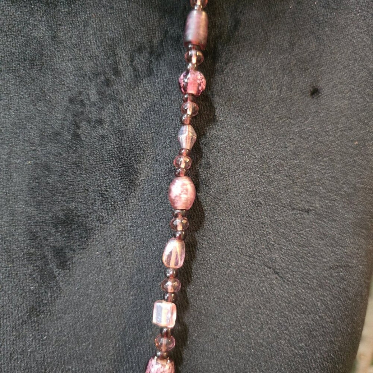 Women Fashion Pink Tourmaline & Ceramic Beaded Long Necklace with Lobster Clasp