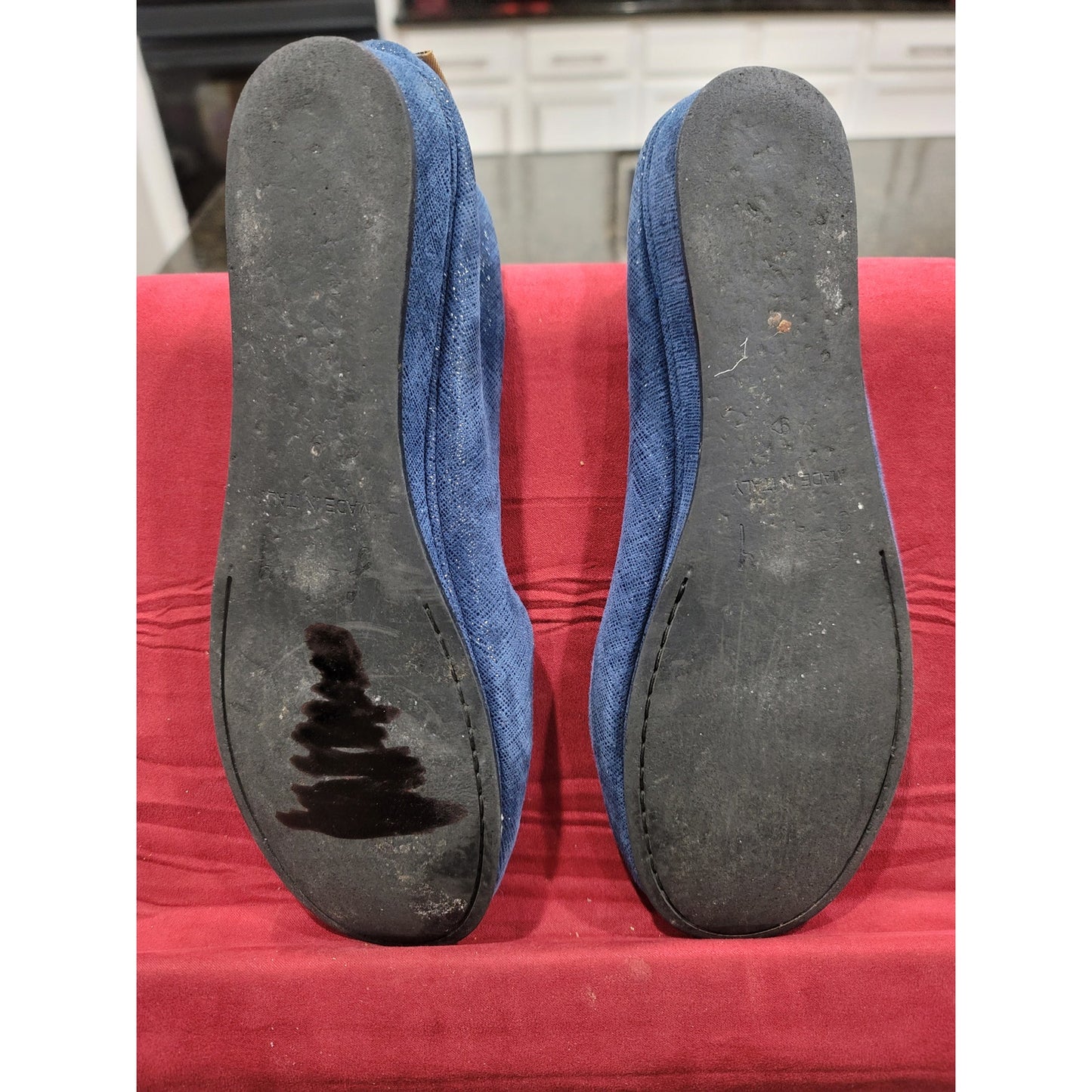 FSNY Ballet Flats Women's Size 8.5 Blue Sparkle Slip On Round Toe Comfort Shoes