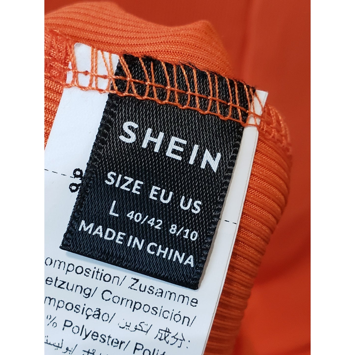 SHEIN Bodycon Dress Womens M Pink Orange Two Tone Ribbed Sleeveless Round Neck